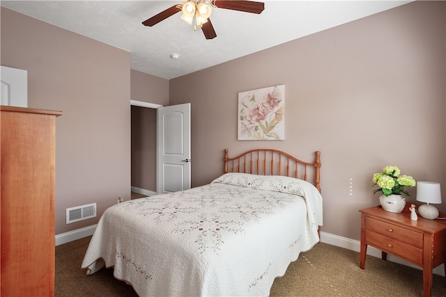 bedroom with carpet flooring and ceiling fan