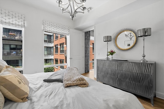 bedroom with light hardwood / wood-style flooring