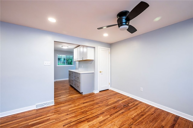 interior space featuring ceiling fan and light hardwood / wood-style flooring