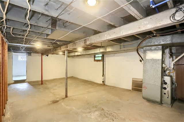 basement with heating unit