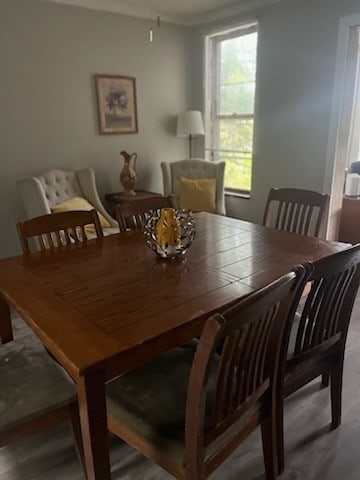 dining room with hardwood / wood-style flooring