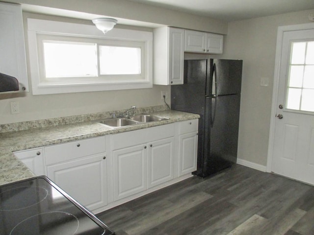 6129 State Route 88, Union Twp Wsh, PA 15332 - kitchen featuring freestanding refrigerator, a sink, and white cabinets