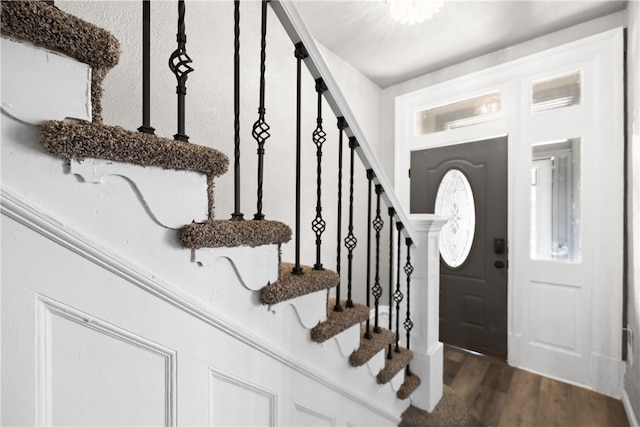 foyer with dark wood-type flooring