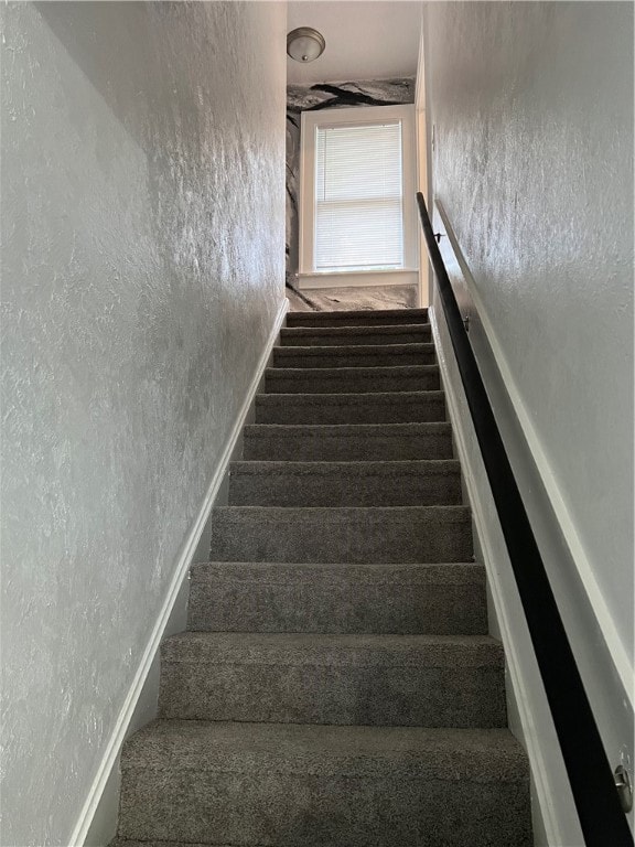 stairway featuring hardwood / wood-style floors