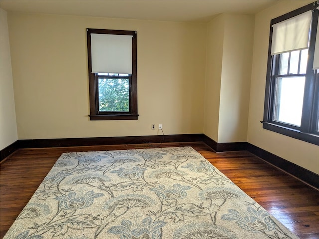 empty room with dark wood-type flooring