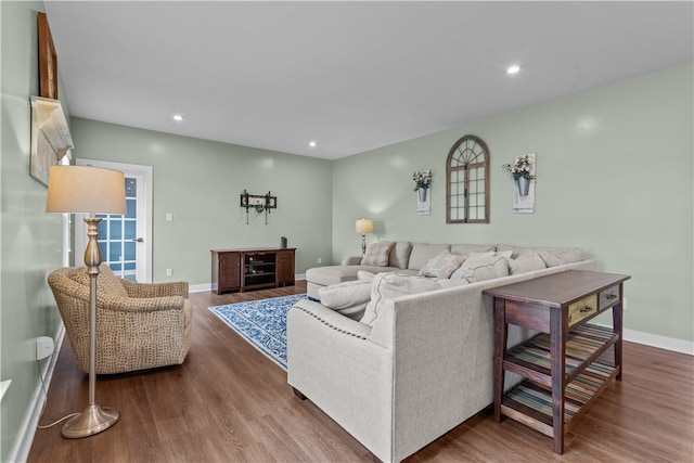 living room with hardwood / wood-style floors