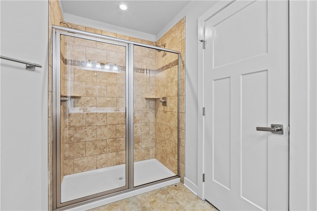 bathroom featuring walk in shower