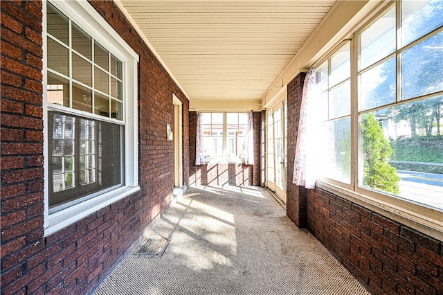 view of unfurnished sunroom