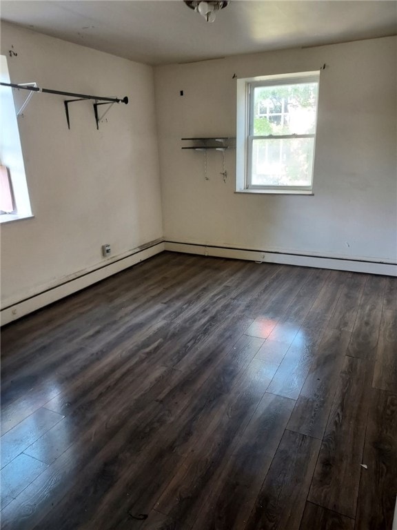 spare room with dark hardwood / wood-style floors