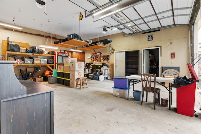 garage with a garage door opener