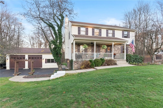 view of front of property with a porch and a front yard