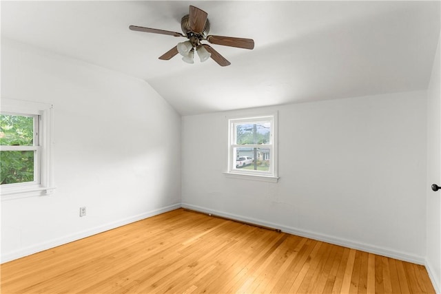 1099 George St, Sharon, PA 16146 - unfurnished room with lofted ceiling, light wood finished floors, baseboards, and a ceiling fan
