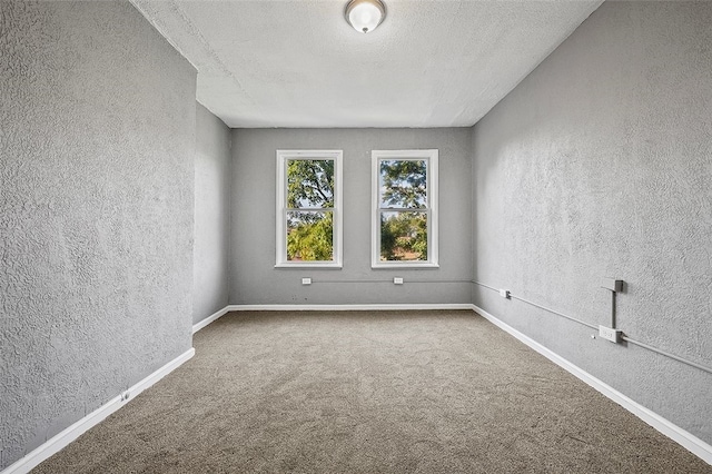 spare room with carpet and a textured ceiling