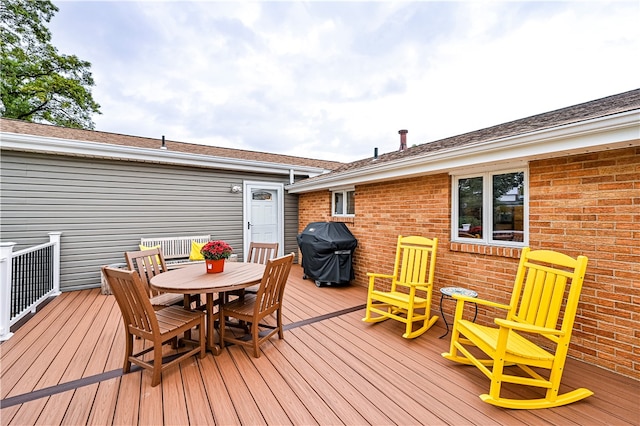 deck featuring grilling area