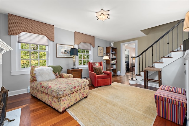 living room with wood-type flooring