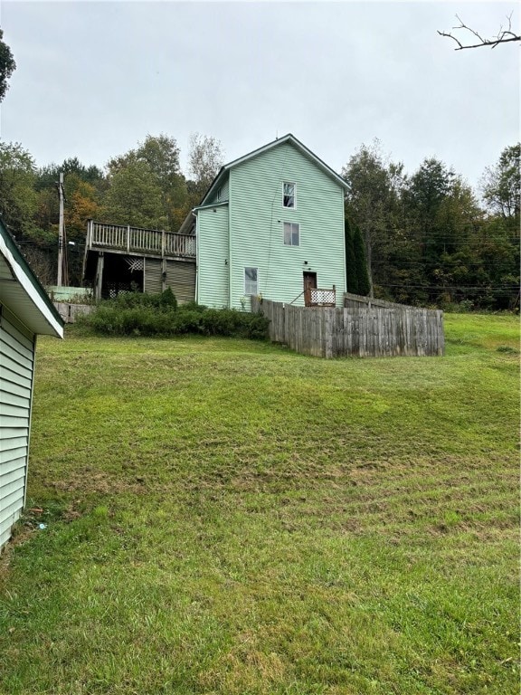 view of yard featuring a deck