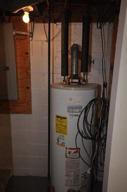 utilities with electric panel and water heater