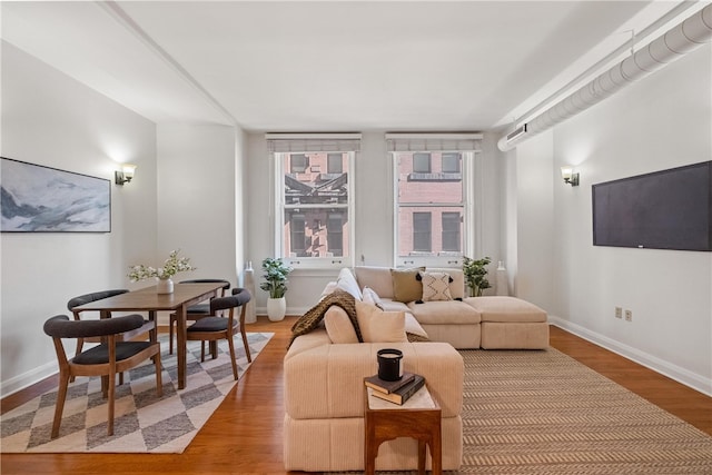 living room featuring hardwood / wood-style flooring