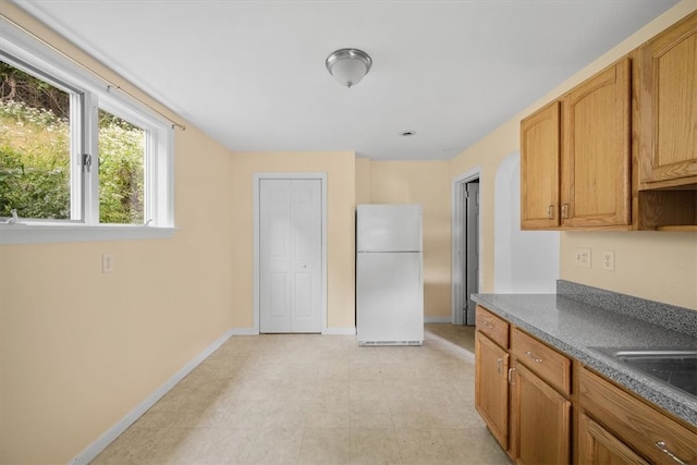 kitchen featuring sink and white fridge