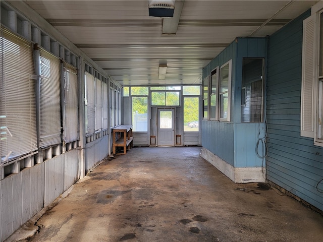 view of unfurnished sunroom