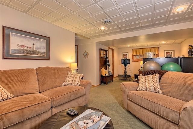 living room with carpet floors