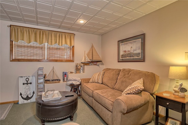 living room featuring carpet flooring