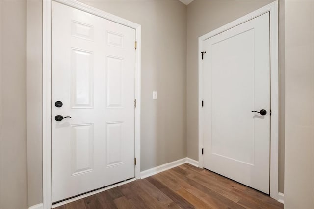 doorway to outside featuring wood-type flooring