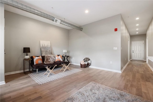 living area featuring light hardwood / wood-style flooring