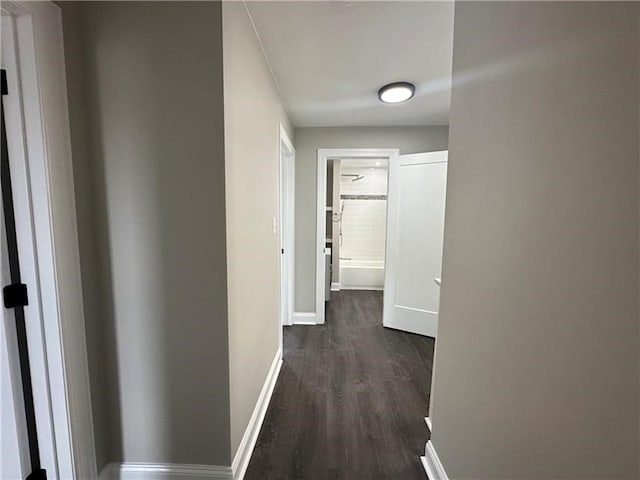 corridor with dark wood-type flooring