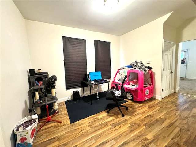 home office featuring hardwood / wood-style floors