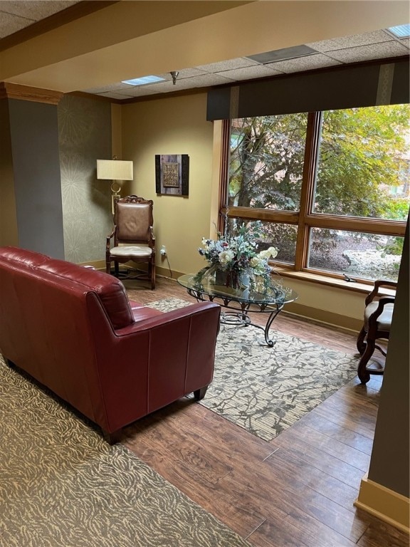 living room with hardwood / wood-style flooring