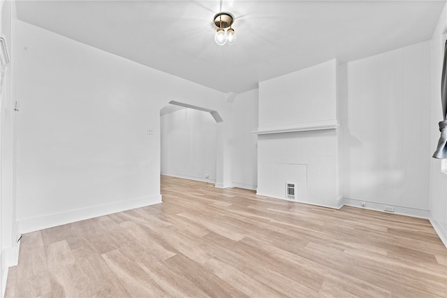 unfurnished living room featuring light hardwood / wood-style flooring