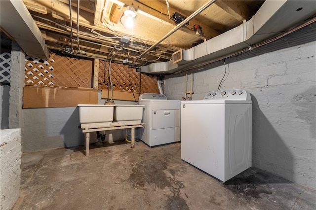 interior space with washing machine and dryer