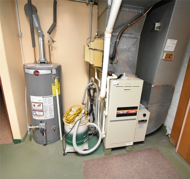 utility room with water heater