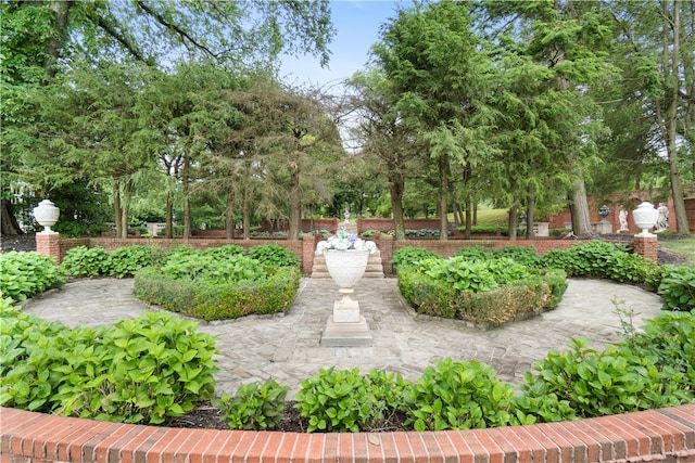 view of community with a patio