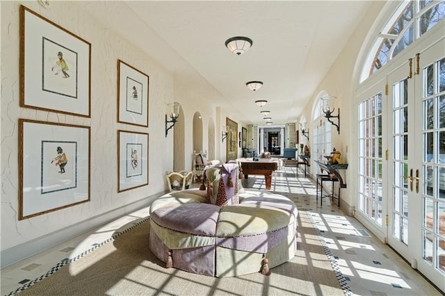 hallway featuring french doors