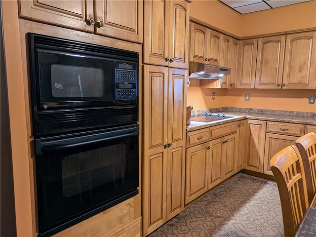 kitchen with cooktop and black microwave