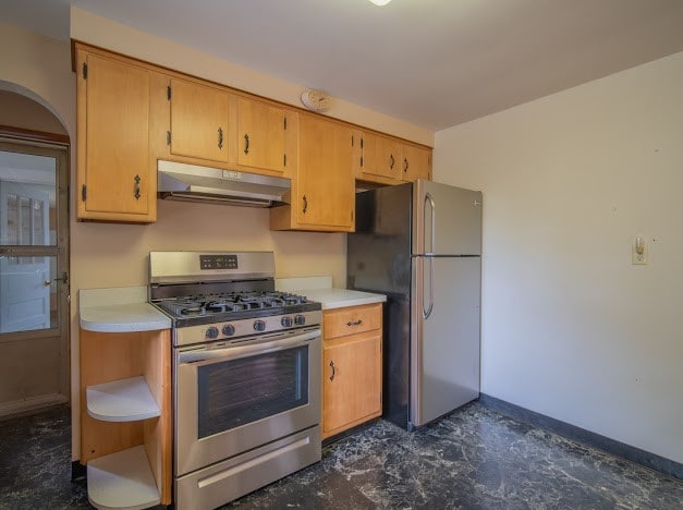 kitchen with appliances with stainless steel finishes