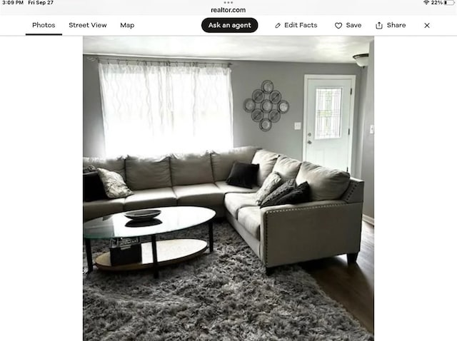 living room with hardwood / wood-style flooring