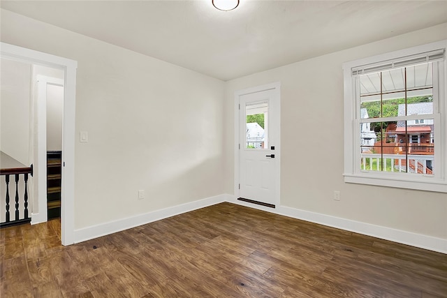 entrance foyer with a healthy amount of sunlight and dark wood-type flooring