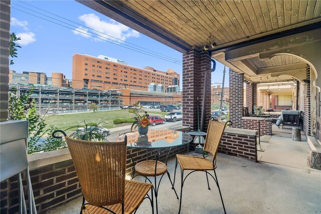 balcony with a patio area