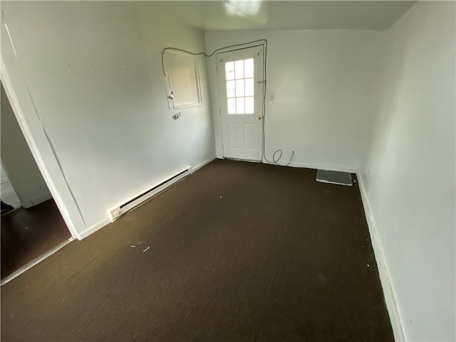 unfurnished room featuring baseboard heating