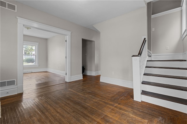 interior space with dark hardwood / wood-style floors