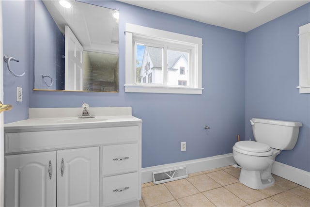 bathroom featuring tile patterned flooring, vanity, and toilet