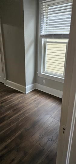 spare room featuring dark hardwood / wood-style flooring