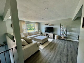 living room featuring dark hardwood / wood-style floors