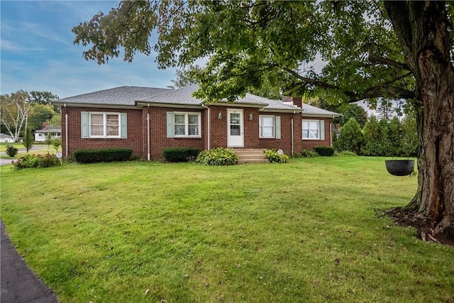1820 N Hermitage Rd, Hermitage, PA 16148 - ranch-style house with a front lawn, brick siding, and a chimney