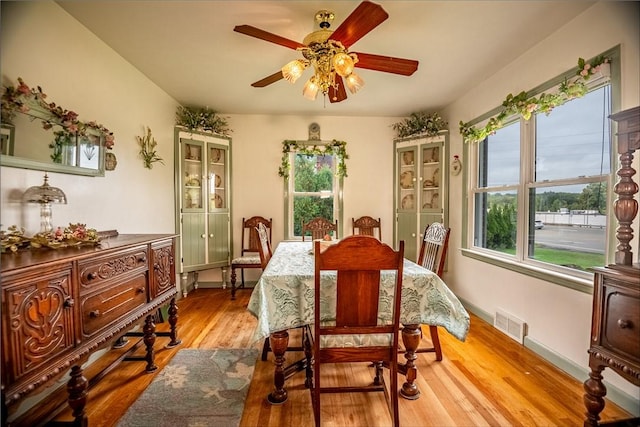 1820 N Hermitage Rd, Hermitage, PA 16148 - dining area featuring ceiling fan, light wood-style floors, and visible vents