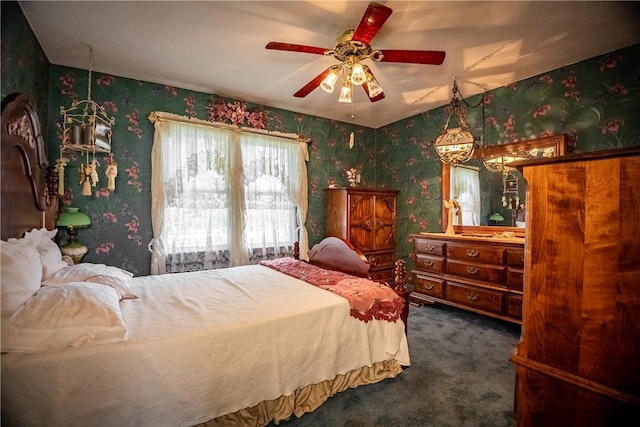 1820 N Hermitage Rd, Hermitage, PA 16148 - bedroom featuring wallpapered walls, a ceiling fan, and carpet