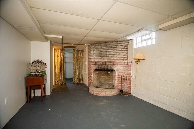 1820 N Hermitage Rd, Hermitage, PA 16148 - below grade area featuring a paneled ceiling and a fireplace